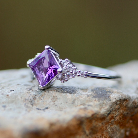 Handmade Sterling Silver Amethyst Ring, Art Deco, February Birthstone - Picture 5 of 7